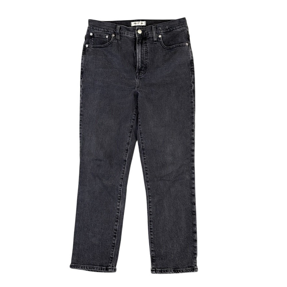 Madewell High Rise Straight Leg Jeans Washed Black Denim Size 29 Inseam 25.5